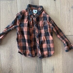 Kids Plaid Button-Down Shirt - Black and Orange